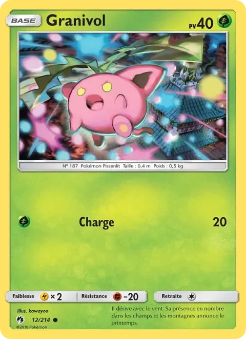 Carte Pokémon Granivol 012/214, extension Tonnerre Perdu