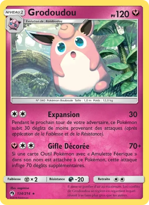 Carte Pokémon Grodoudou 134/214, extension Tonnerre Perdu