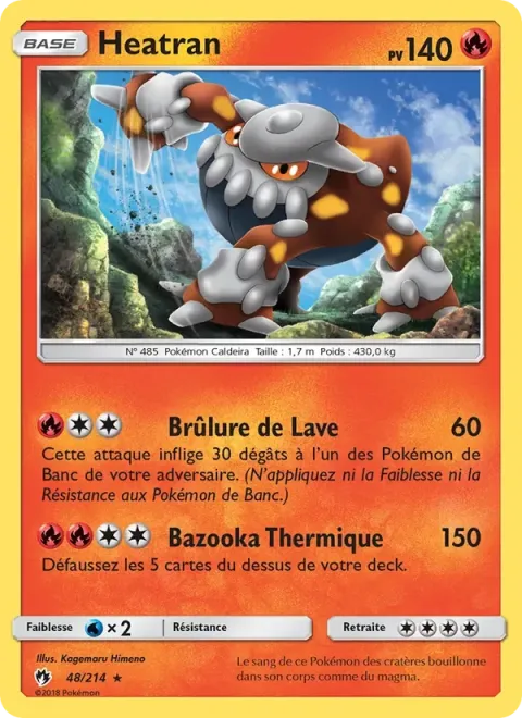 Carte Pokémon Heatran 048/214, extension Tonnerre Perdu