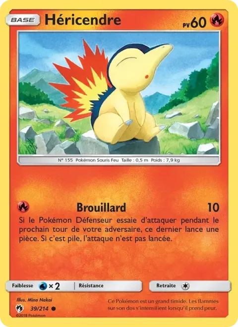 Carte Pokémon Héricendre 039/214, extension Tonnerre Perdu