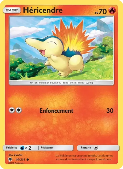 Carte Pokémon Héricendre 040/214, extension Tonnerre Perdu