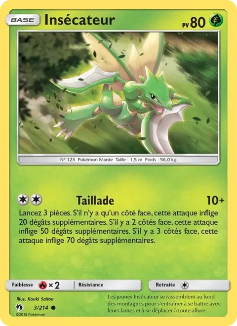 Carte Pokémon Insécateur 003/214, extension Tonnerre Perdu