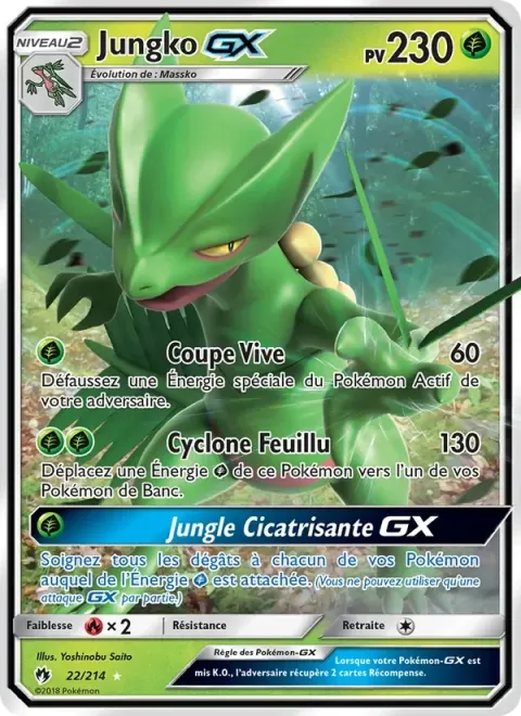 Carte Pokémon Jungko GX 022/214, extension Tonnerre Perdu