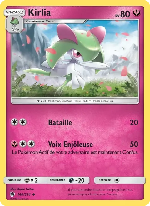 Carte Pokémon Kirlia 140/214, extension Tonnerre Perdu