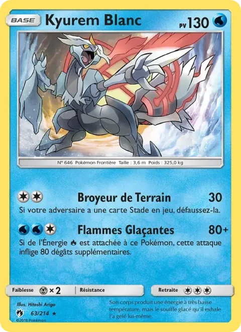 Carte Pokémon Kyurem Blanc 063/214, extension Tonnerre Perdu