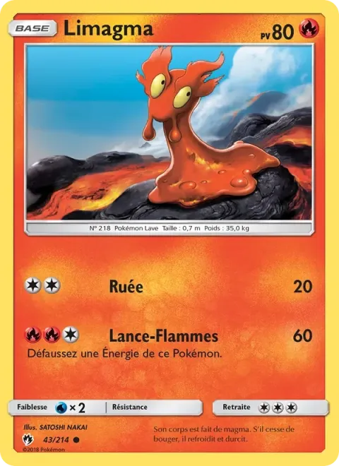 Carte Pokémon Limagma 043/214, extension Tonnerre Perdu