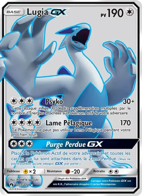 Carte Pokémon Lugia GX 207/214, extension Tonnerre Perdu