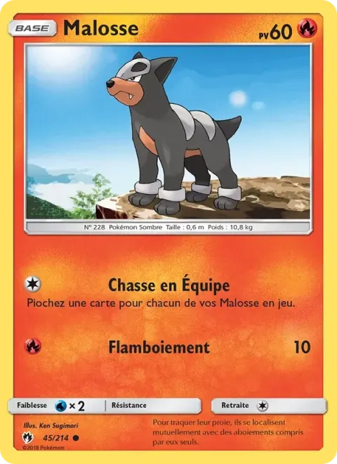 Carte Pokémon Malosse 045/214, extension Tonnerre Perdu