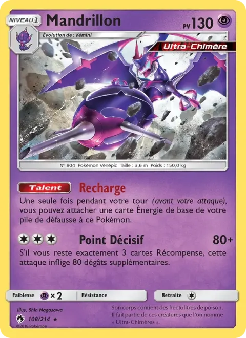 Carte Pokémon Mandrillon 108/214, extension Tonnerre Perdu