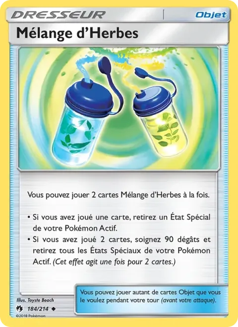 Carte Pokémon Mélange d’Herbes 184/214, extension Tonnerre Perdu