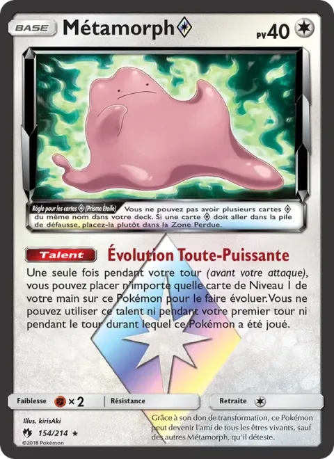 Carte Pokémon Métamorph ◇ 154/214, extension Tonnerre Perdu