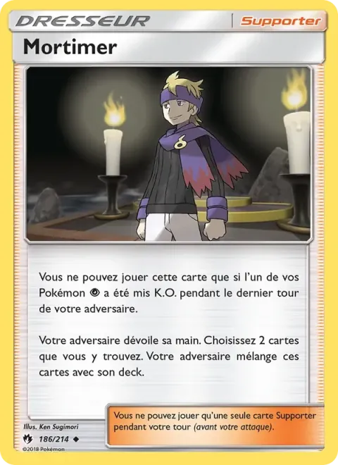 Carte Pokémon Mortimer 186/214, extension Tonnerre Perdu