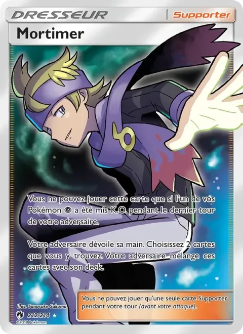 Carte Pokémon Mortimer 212/214, extension Tonnerre Perdu