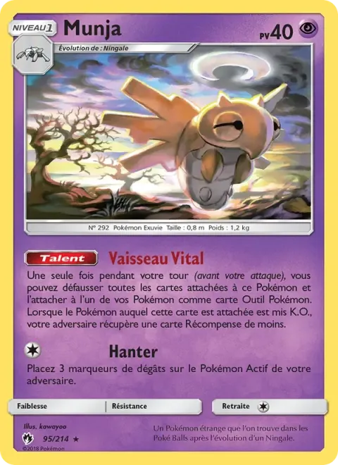 Carte Pokémon Munja 095/214, extension Tonnerre Perdu