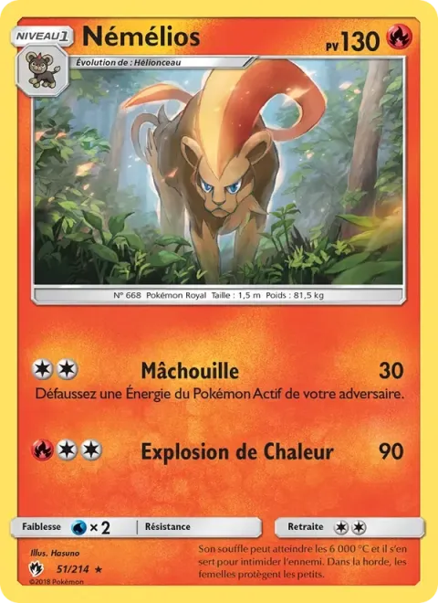 Carte Pokémon Némélios 051/214, extension Tonnerre Perdu