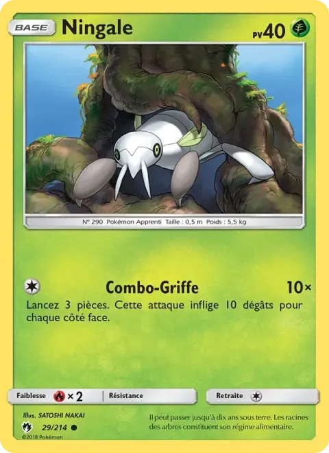 Carte Pokémon Ningale 029/214, extension Tonnerre Perdu