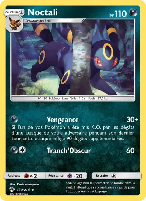 Carte Pokémon Noctali 120/214, extension Tonnerre Perdu
