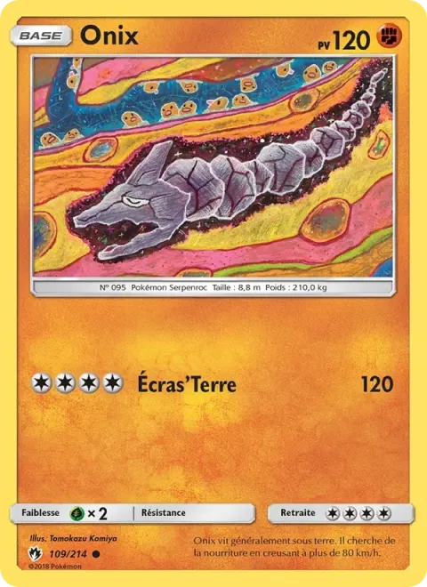 Carte Pokémon Onix 109/214, extension Tonnerre Perdu