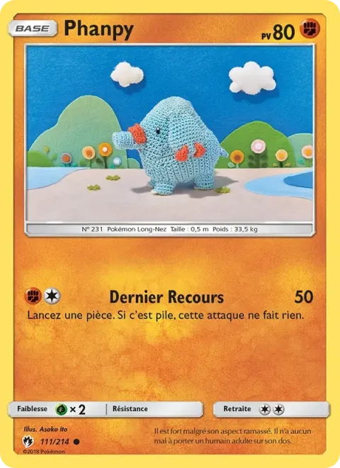 Carte Pokémon Phanpy 111/214, extension Tonnerre Perdu