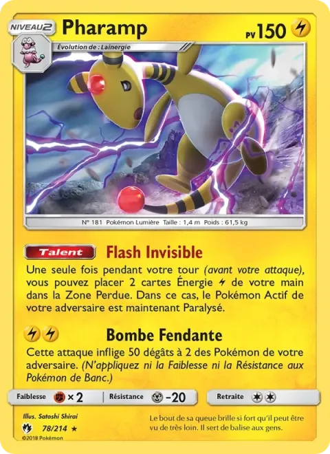 Carte Pokémon Pharamp 078/214, extension Tonnerre Perdu
