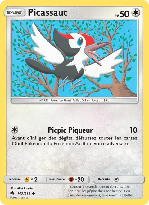 Carte Pokémon Picassaut 163/214, extension Tonnerre Perdu