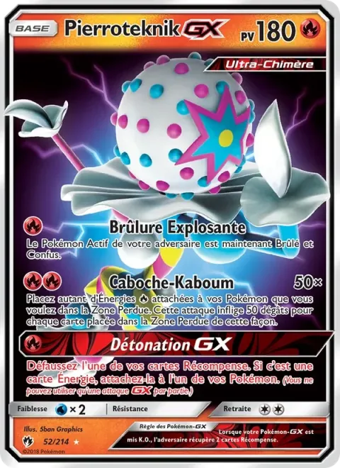 Carte Pokémon Pierroteknik GX 052/214, extension Tonnerre Perdu