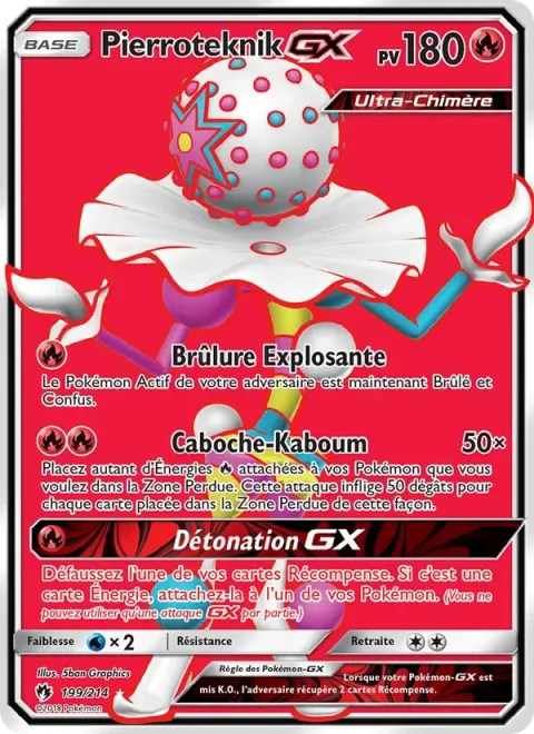 Carte Pokémon Pierroteknik GX 199/214, extension Tonnerre Perdu