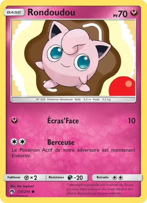 Carte Pokémon Rondoudou 133/214, extension Tonnerre Perdu