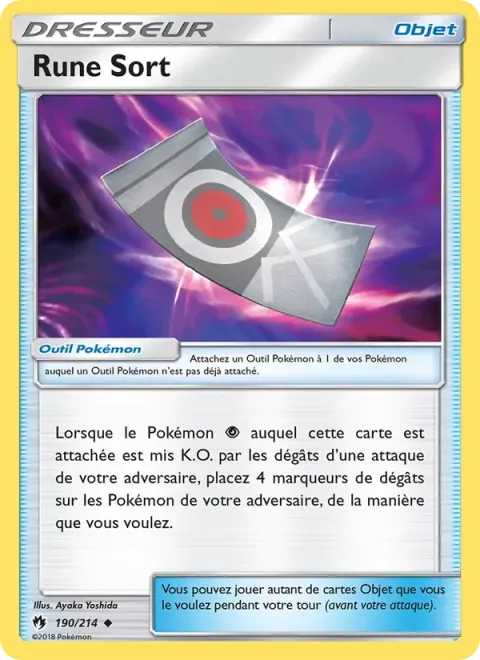 Carte Pokémon Rune Sort 190/214, extension Tonnerre Perdu
