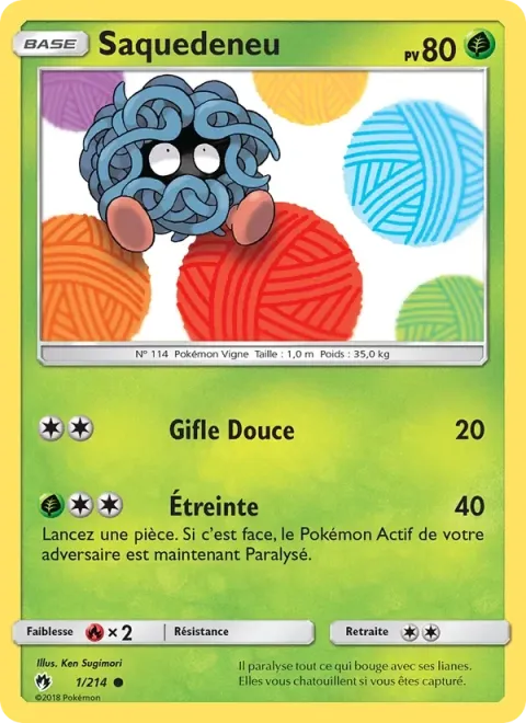 Carte Pokémon Saquedeneu 001/214, extension Tonnerre Perdu