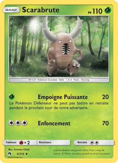 Carte Pokémon Scarabrute 004/214, extension Tonnerre Perdu