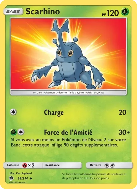 Carte Pokémon Scarhino 018/214, extension Tonnerre Perdu