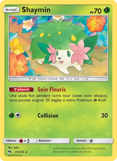 Carte Pokémon Shaymin 033/214, extension Tonnerre Perdu