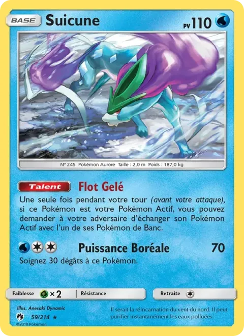 Carte Pokémon Suicune 059/214, extension Tonnerre Perdu
