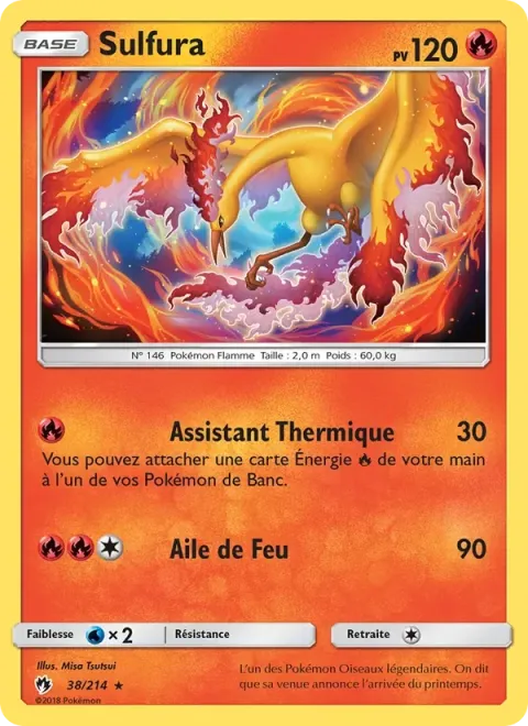 Carte Pokémon Sulfura 038/214, extension Tonnerre Perdu