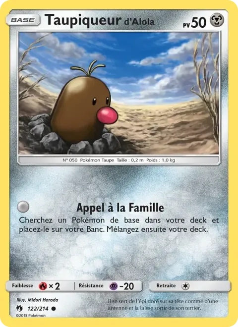 Carte Pokémon Taupiqueur d’Alola 122/214, extension Tonnerre Perdu