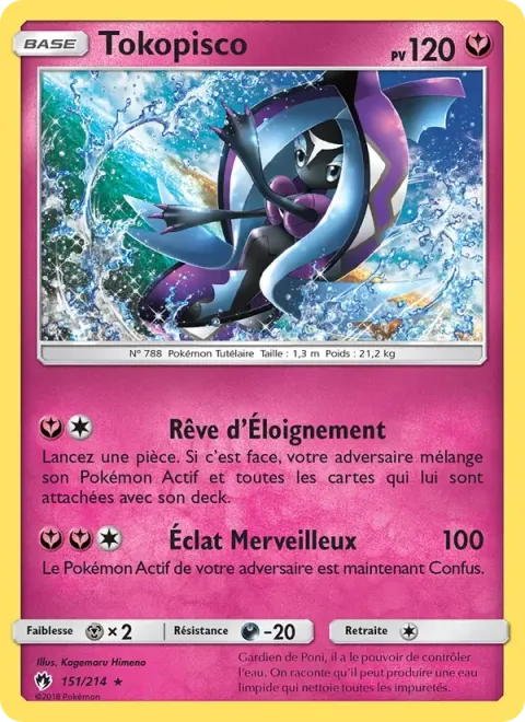 Carte Pokémon Tokopisco 151/214, extension Tonnerre Perdu
