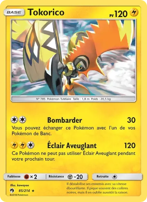Carte Pokémon Tokorico 085/214, extension Tonnerre Perdu