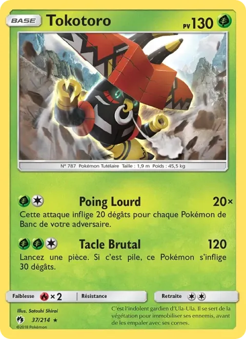 Carte Pokémon Tokotoro 037/214, extension Tonnerre Perdu
