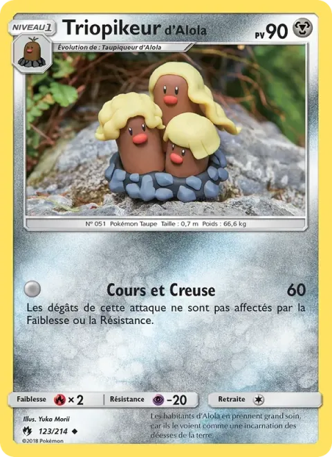 Carte Pokémon Triopikeur d’Alola 123/214, extension Tonnerre Perdu