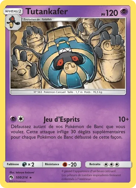 Carte Pokémon Tutankafer 100/214, extension Tonnerre Perdu