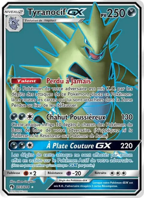 Carte Pokémon Tyranocif GX 203/214, extension Tonnerre Perdu