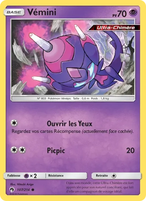 Carte Pokémon Vémini 107/214, extension Tonnerre Perdu