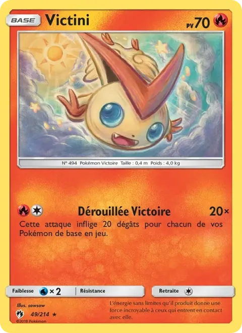 Carte Pokémon Victini 049/214, extension Tonnerre Perdu