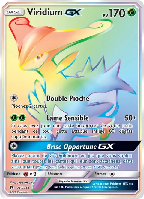 Carte Pokémon Viridium GX 217/214, extension Tonnerre Perdu