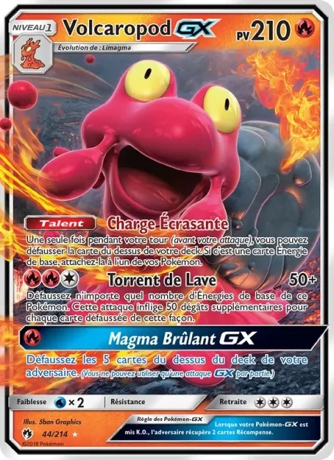 Carte Pokémon Volcaropod GX 044/214, extension Tonnerre Perdu
