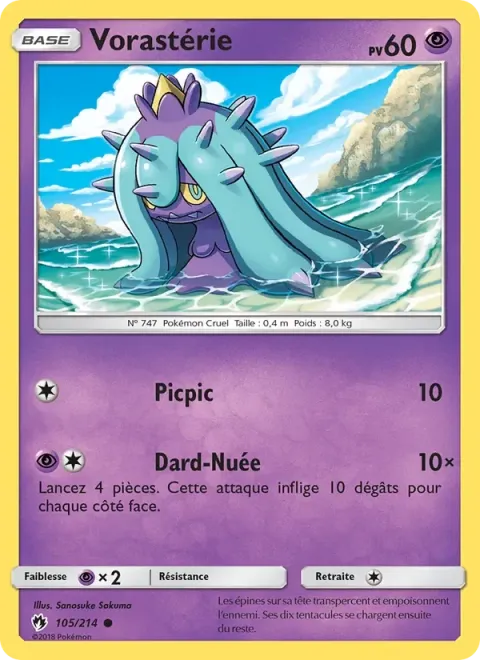 Carte Pokémon Vorastérie 105/214, extension Tonnerre Perdu