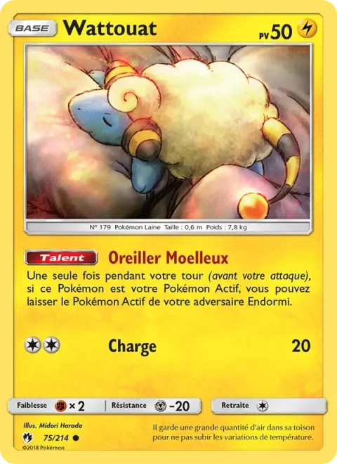 Carte Pokémon Wattouat 075/214, extension Tonnerre Perdu