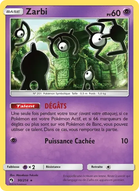 Carte Pokémon Zarbi 090/214, extension Tonnerre Perdu