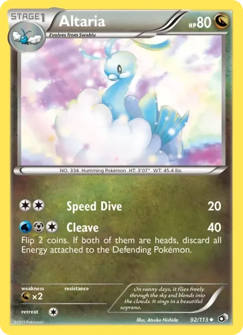 Carte Pokémon Altaria 092/113, extension Trésors Légendaires (sortie anglaise)